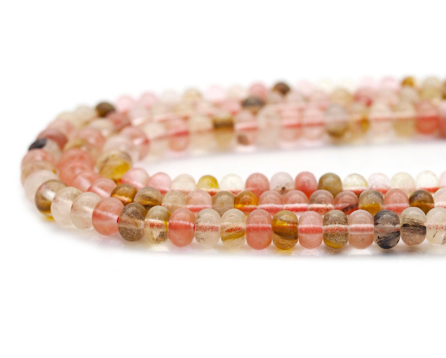 Natural Golden Quartz Rondelle Smooth Beads, 4x6mm, Sku#U141
