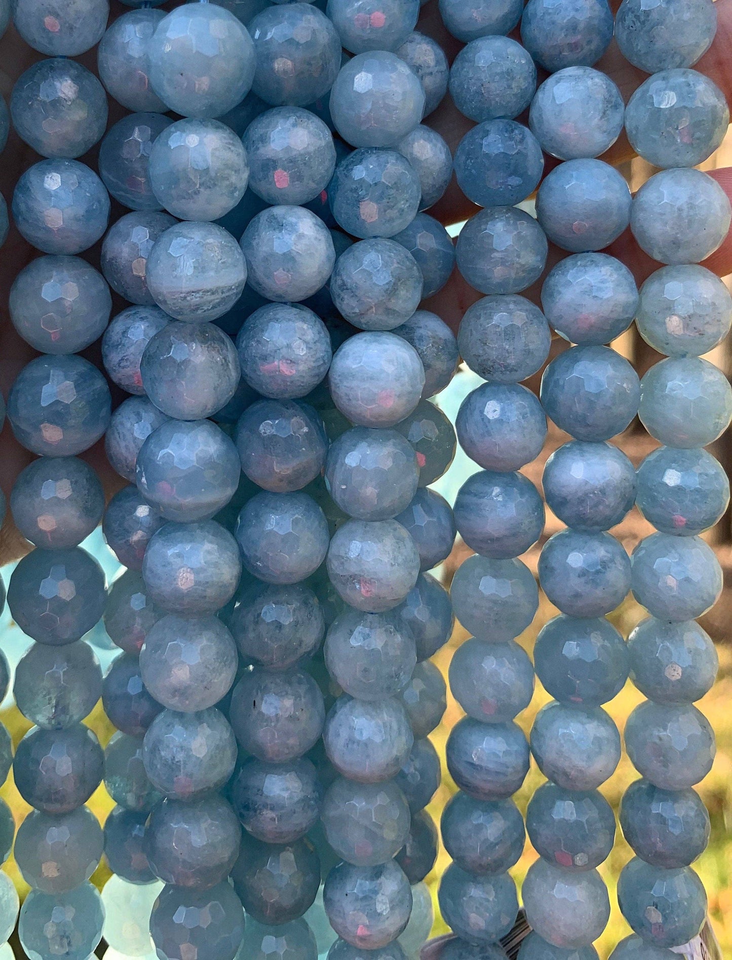 High Quality Genuine Aquamarine Faceted Round Beads, SKU#U1213