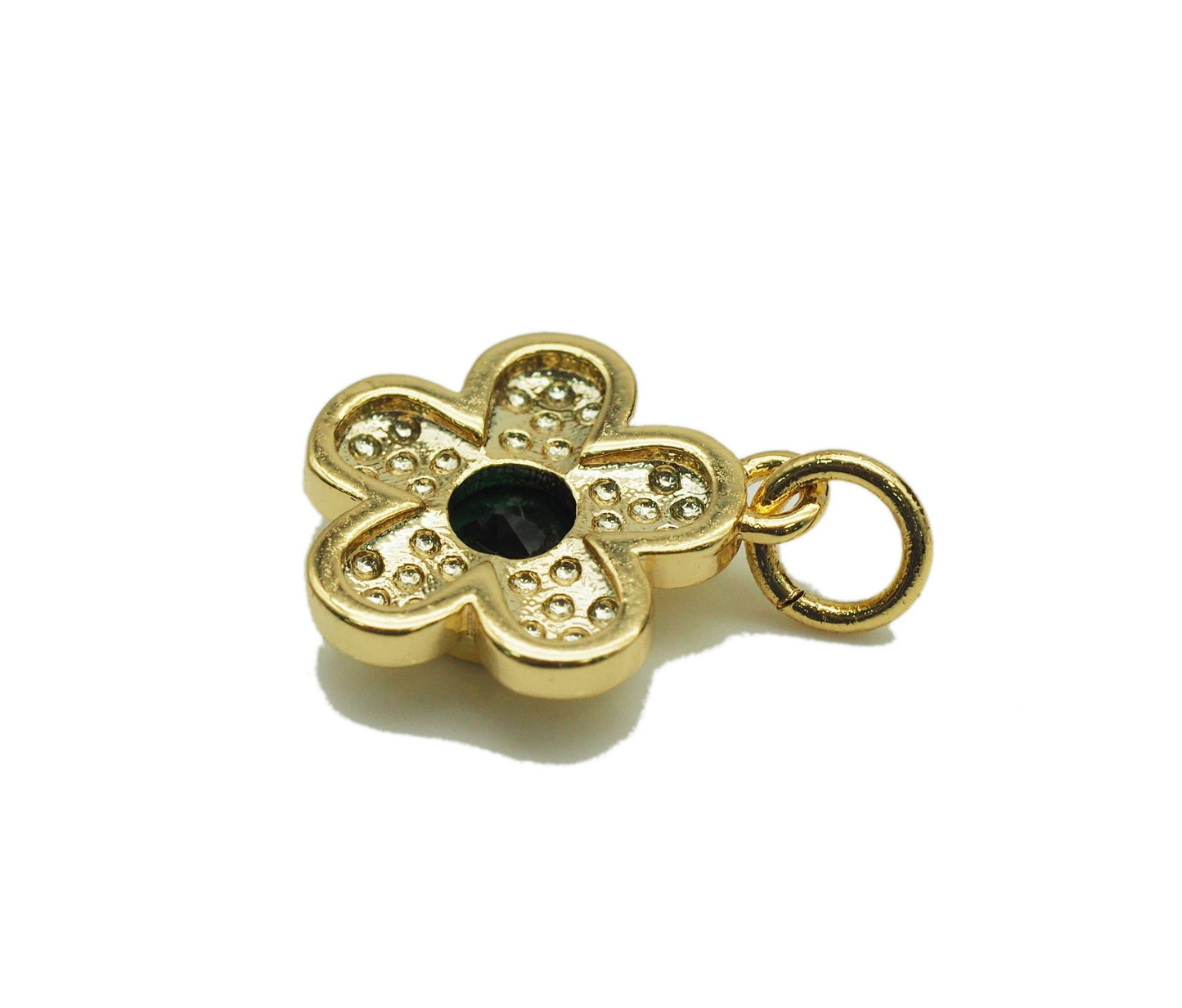 Colorful CZ Flower Charm, Sku#FH192