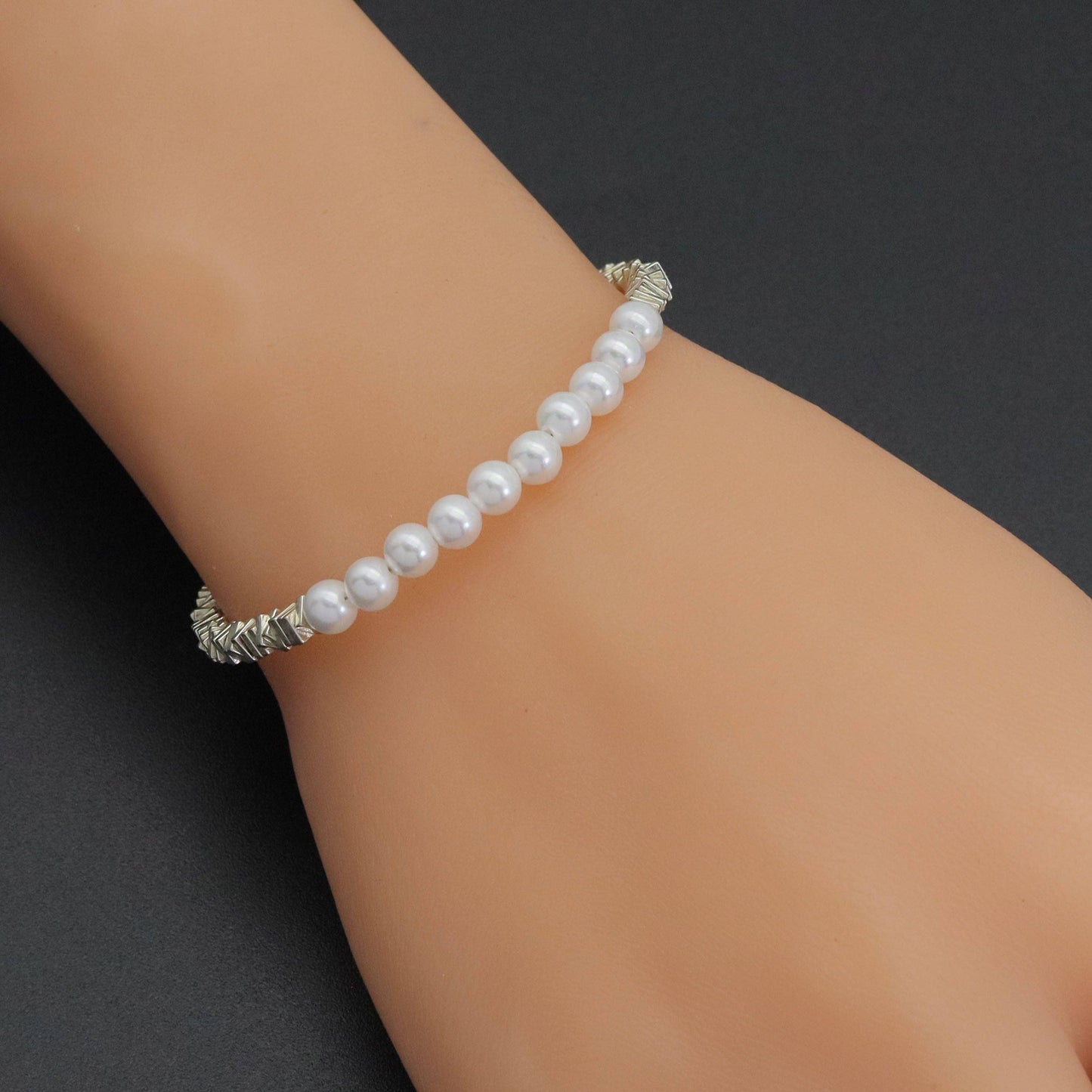 Silver Hematite Pearl Center Necklace Bracelet, sku#EF560