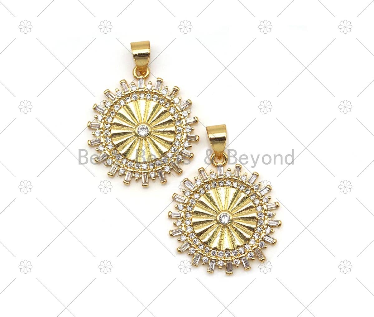 CZ Radical Coin Wheel with baguette CZ Charm, Sku#LK560