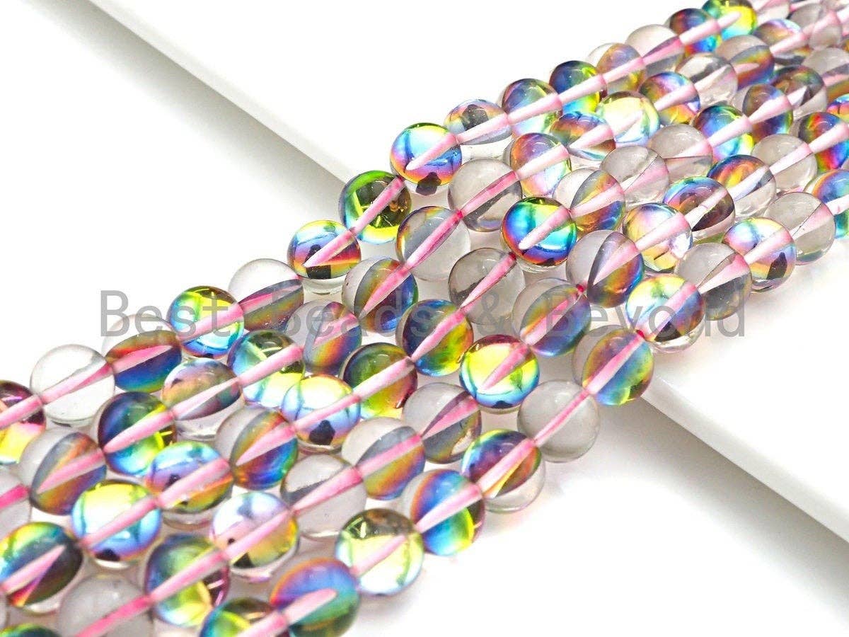 Aura Pinkish Rainbow Spectrolite Quartz, 8mm/10mm Round beads, sku#U599C