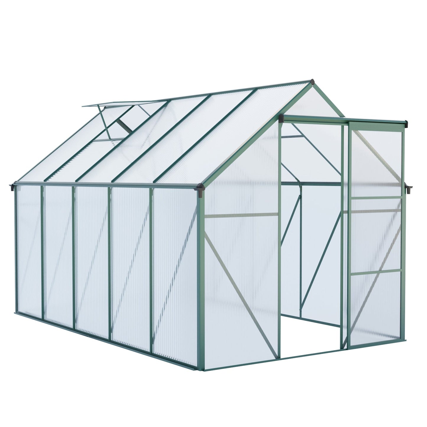 6X10FT Polycarbonate Greenhouse with Raised Base