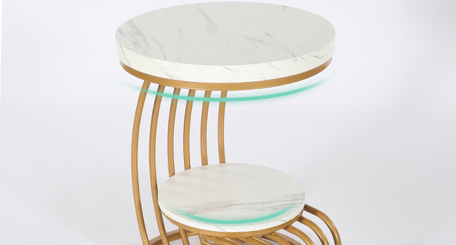 19.68" Modern Round End Table with 2-Tier Storage