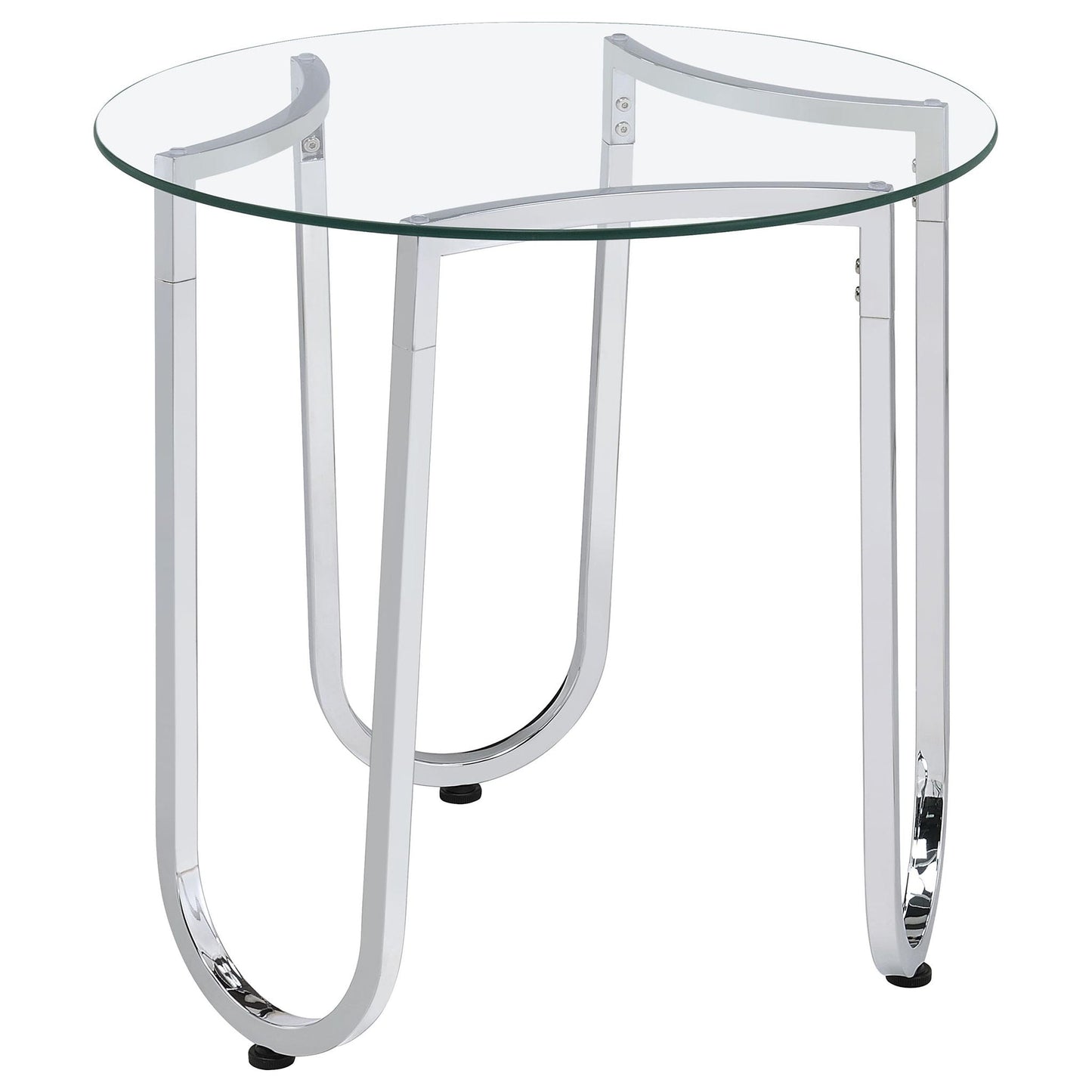 Beller 2-piece Round Tempered Glass Top Coffee Table Set Chrome