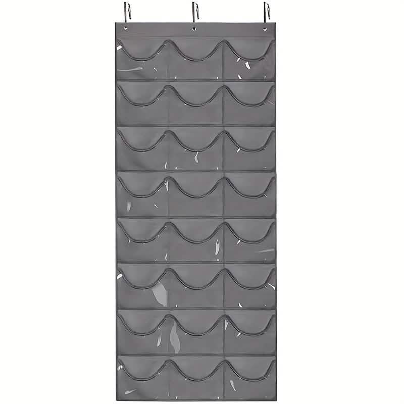 Organisateur de porte suspendu à 24 compartiments – Rangement en nylon peu encombrant avec poches transparentes
