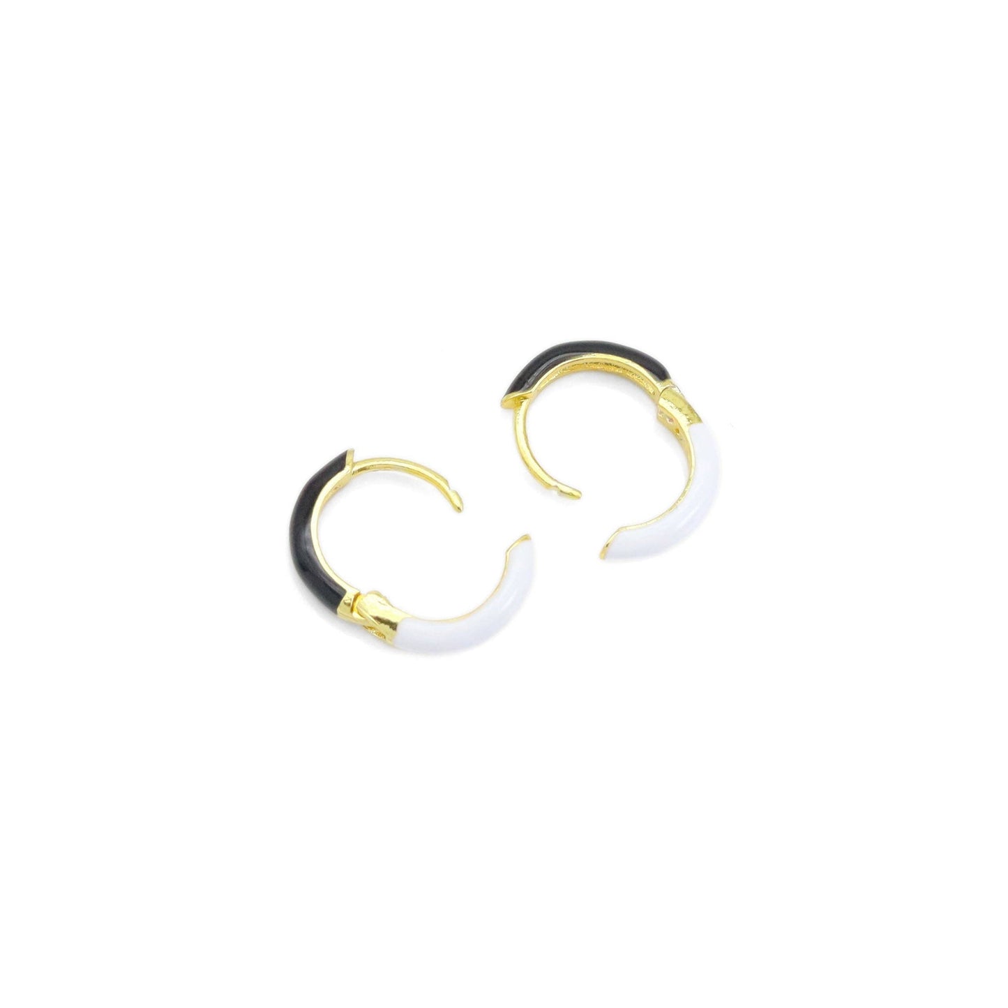 Black White Dual color Everyday Hoop Earrings, Sku#A164