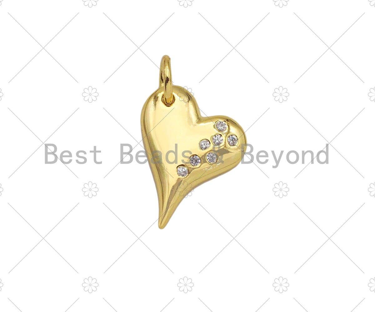 CZ Micro Pave Peach Heart Shape Pendant/Charm,18k Dainty Gold Charm, Necklace Bracelet Charm Pendant,11x15mm, Sku#LK235