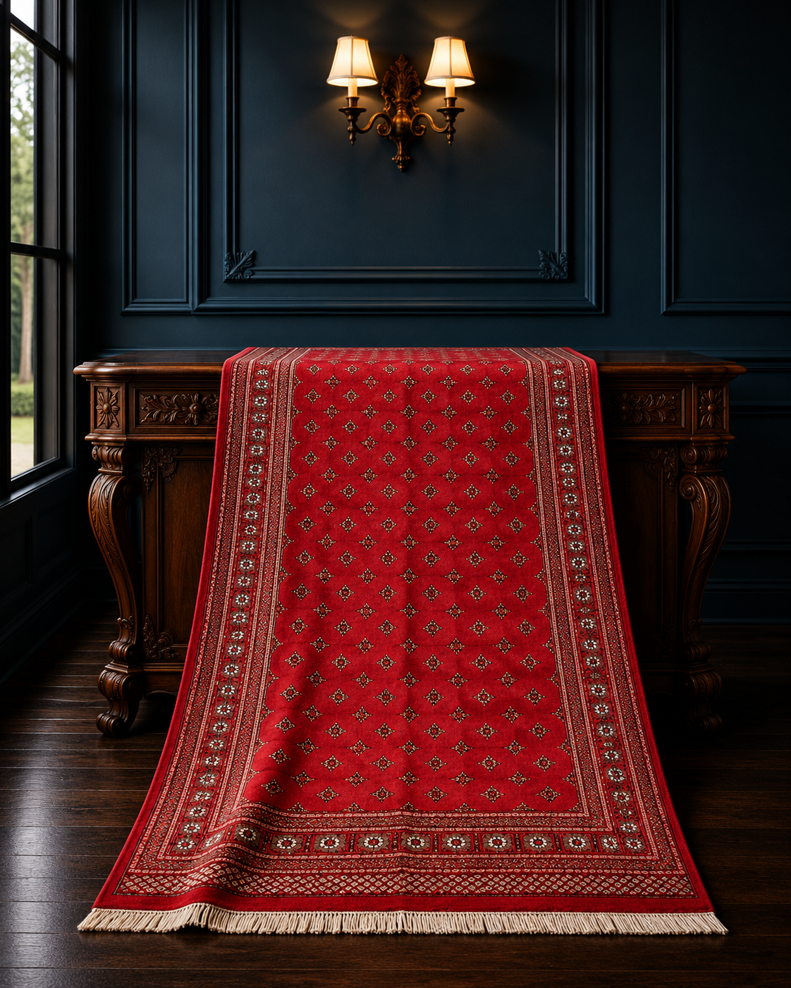 Hand-Knotted Pakistani Bokhara Rug – 100% Wool, size 8'2" x 9'7"