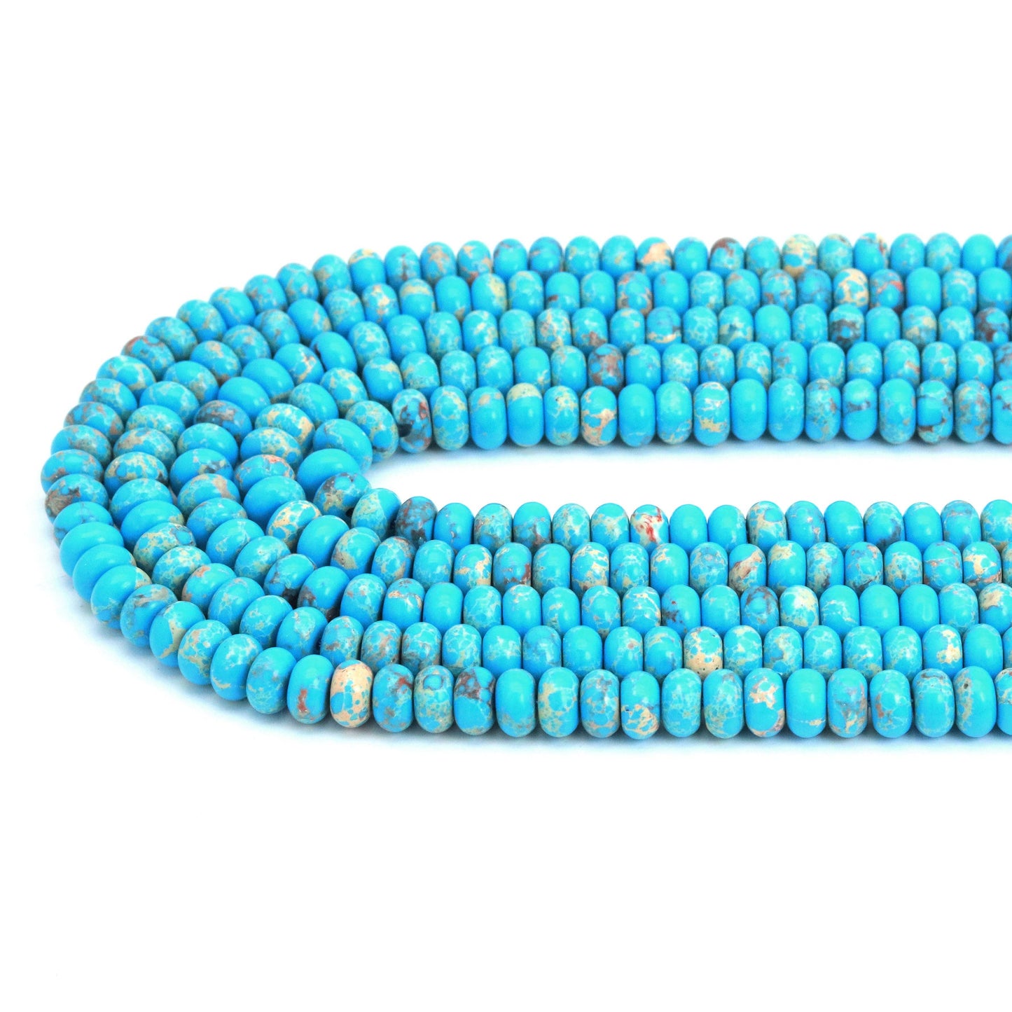 5x8mm Smooth Rondelle Blue Imperial Jasper Beads, Sku#U2120