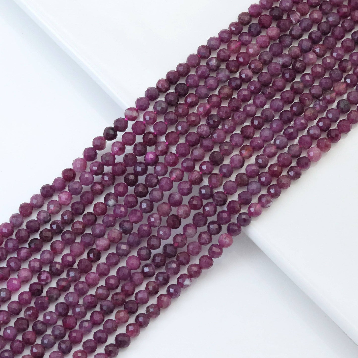Genuine Pink Tourmaline Round Faceted Beads,Sku#U1838