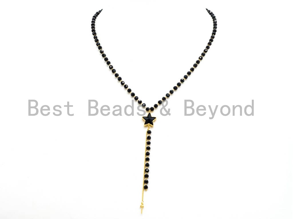 Black Beaded Star choker with Y-Drop, sku#P5