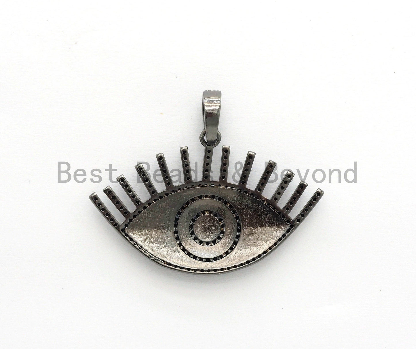 Enamel Colored Long eyelash Evil Eye Pendant/Focal,Blue/Red/Black/, CZ Micro Pave Oil Drop Eye pendant,Enamel Jewelry,26x41mm,,sku#F603