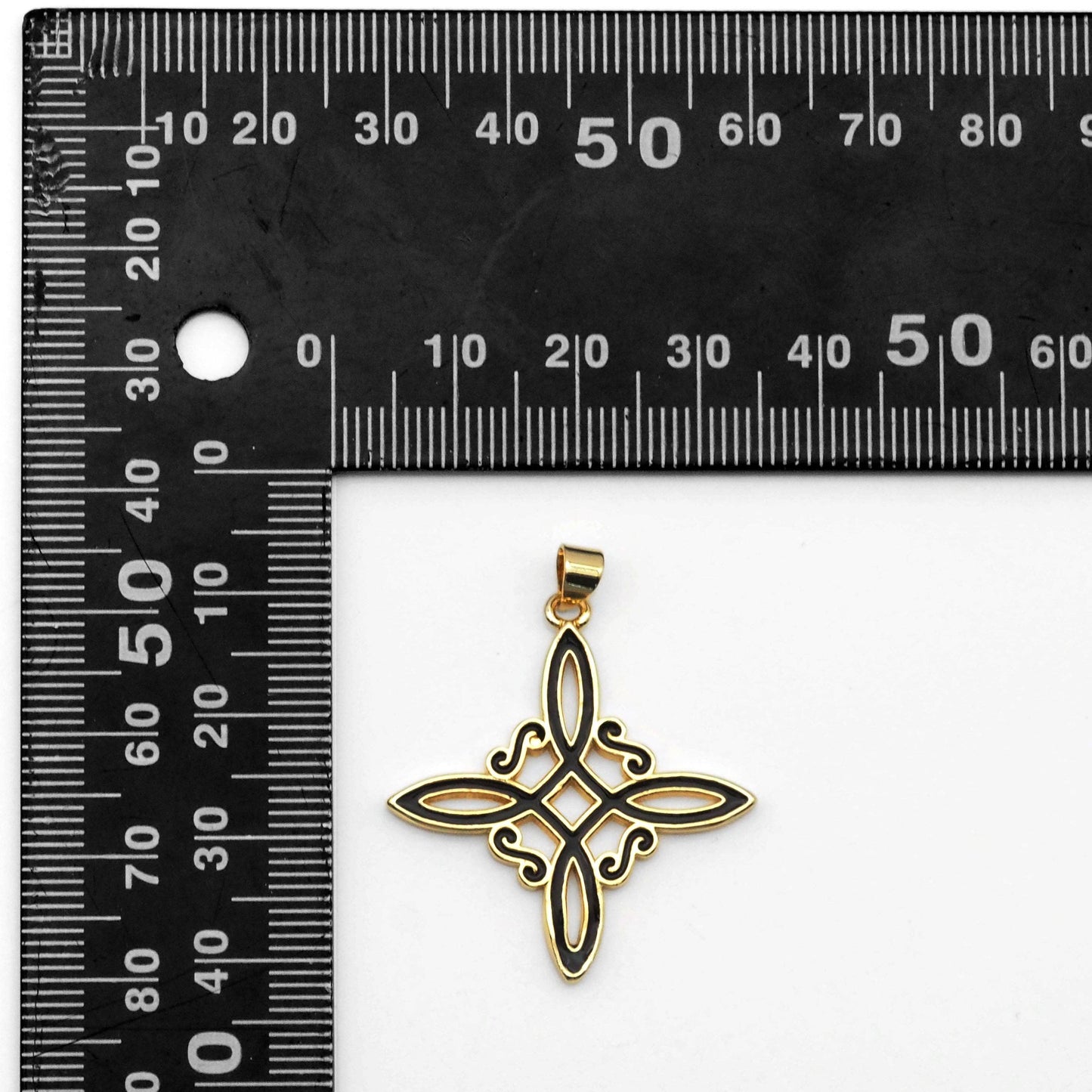 Black white enamel Chinese Knot Flower Charm, Sku#LK823