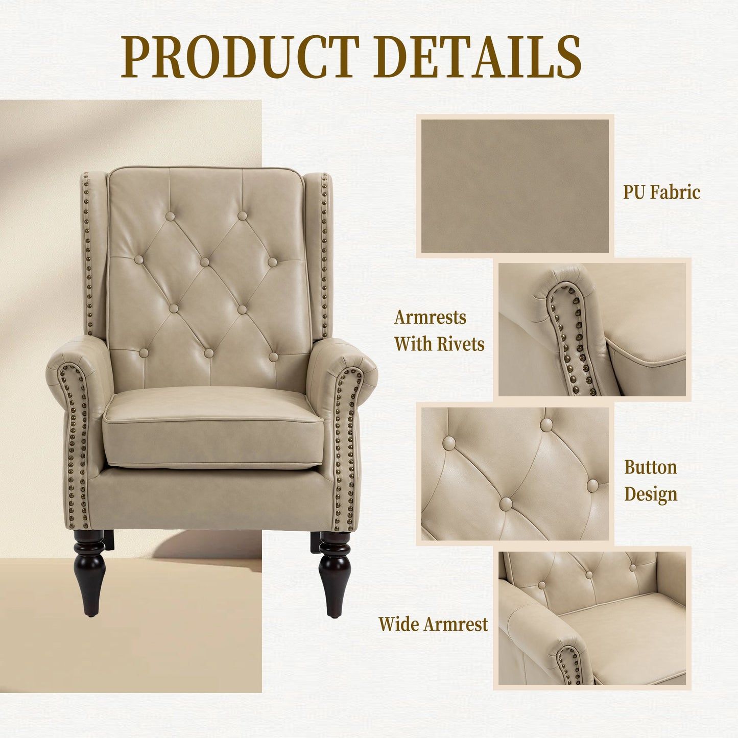 Wood Frame Armchair - Modern Accent Chair Lounge Chair