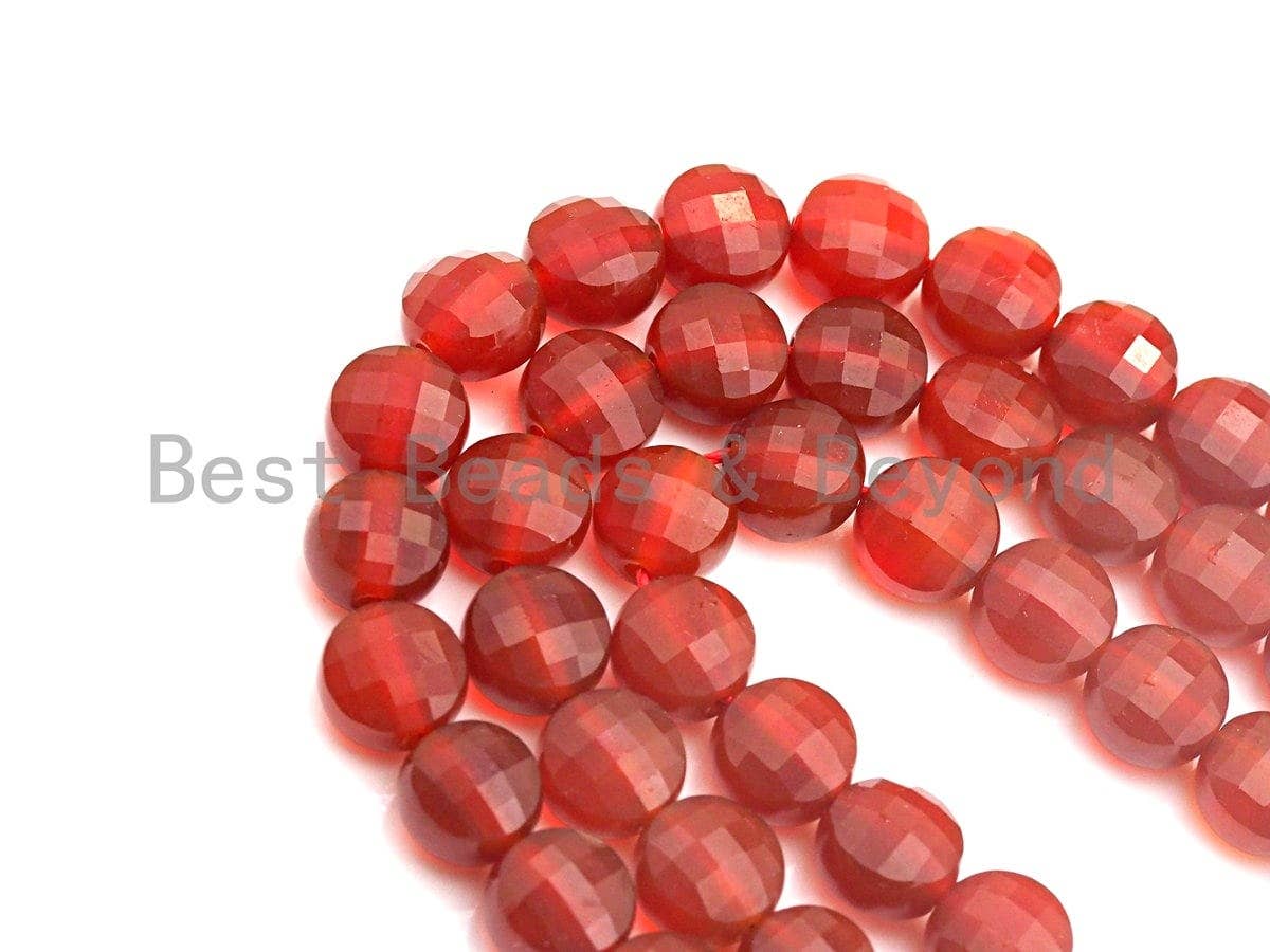 Double Sided Turtle Shell Cut Natural Carnelian Coin Shape beads, 6mm/8mm/10mm Natural Carnelian Beads, 16" Full strand, Sku#U694