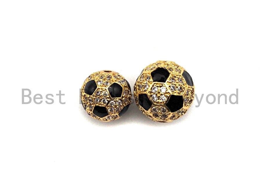 10mm/12mm CZ Micro Pave Round Soccer ball Spacer Beads, CZ Pave ball beads,Gold/Silver Color, Men's Jewelry Findings, sku#N52