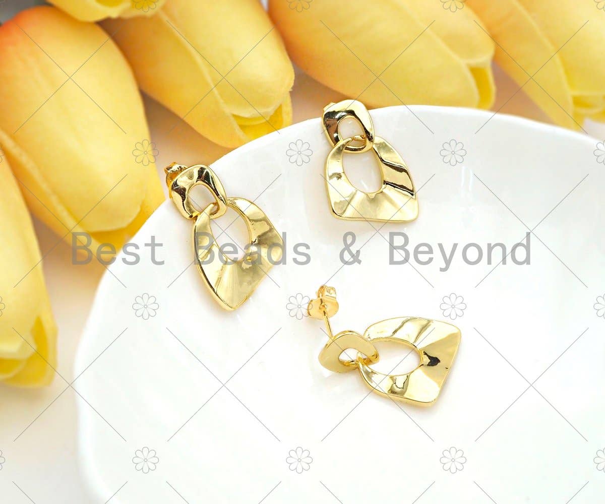 Gold Triangle Geometric Earrings,Sku#J319