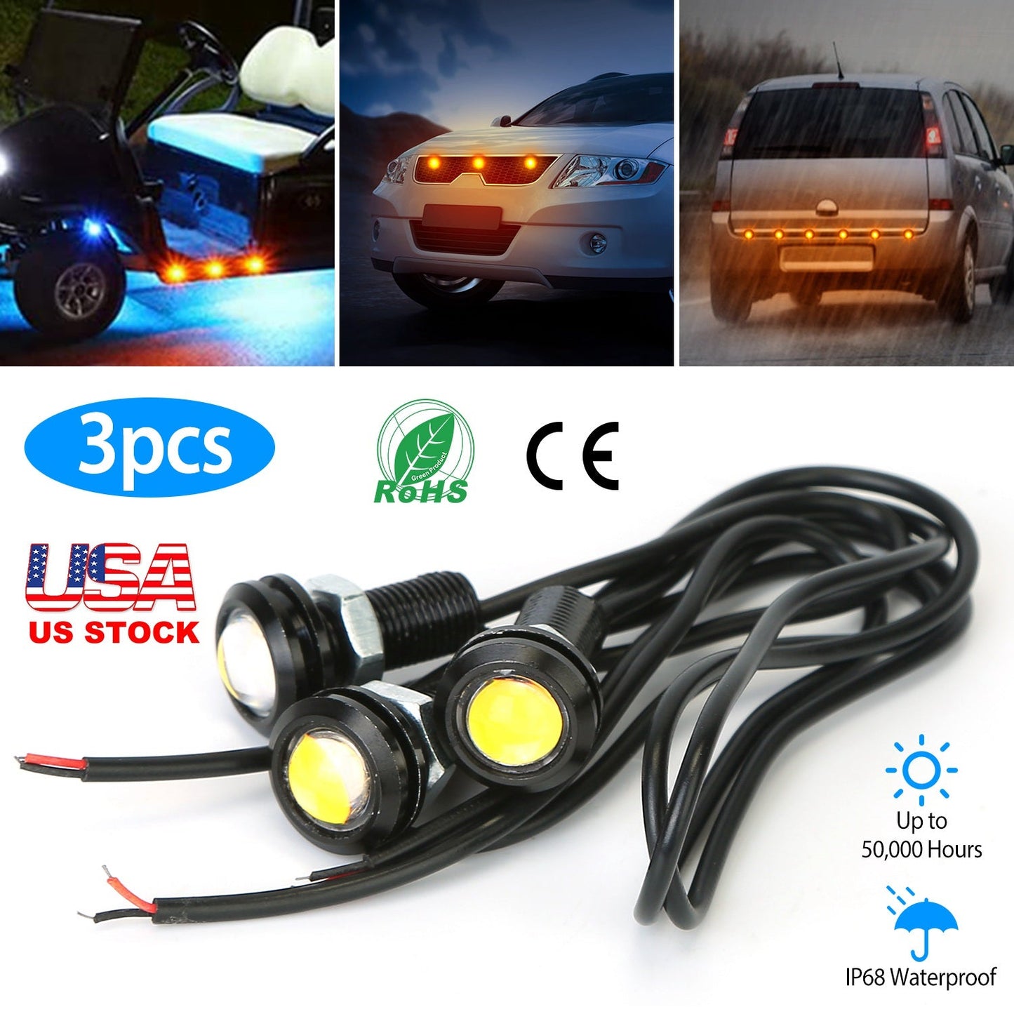 Amber Eagle Eye LED Grille Light for Vehicles
