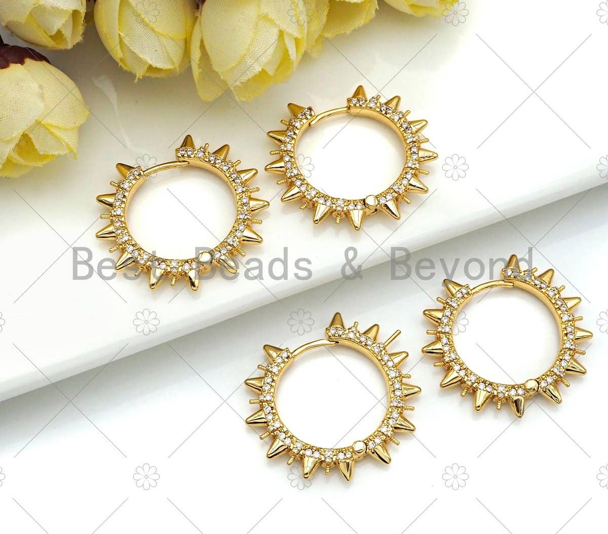 CZ Micro Pave Spike earrings, Sku#J305