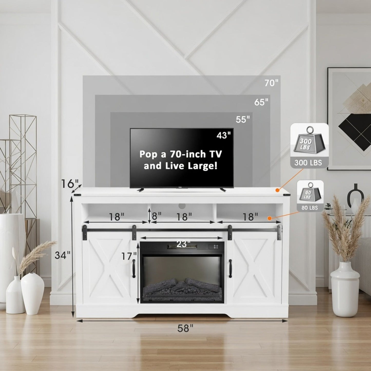 58" Modern Farmhouse TV Stand