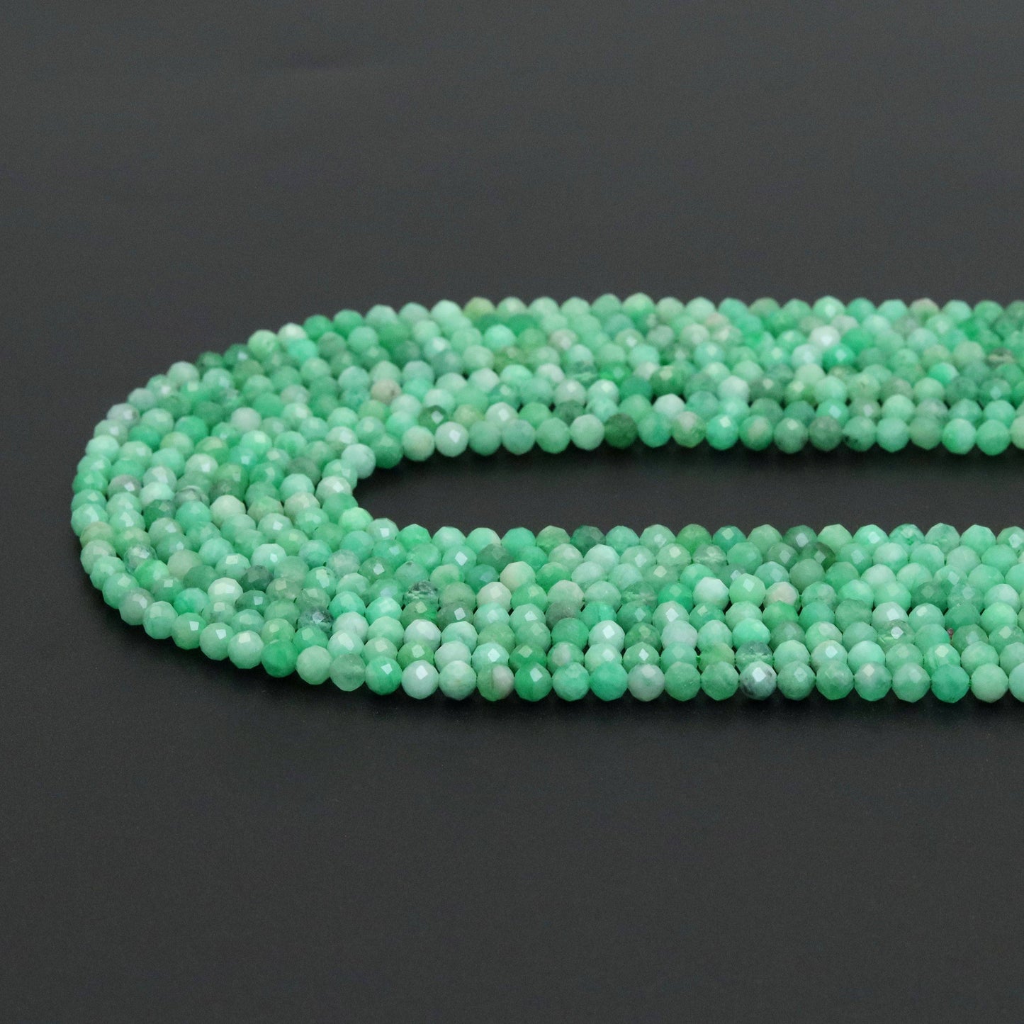 2mm/4mm High Quality Emerald Round Faceted Beads, Sku#U1882