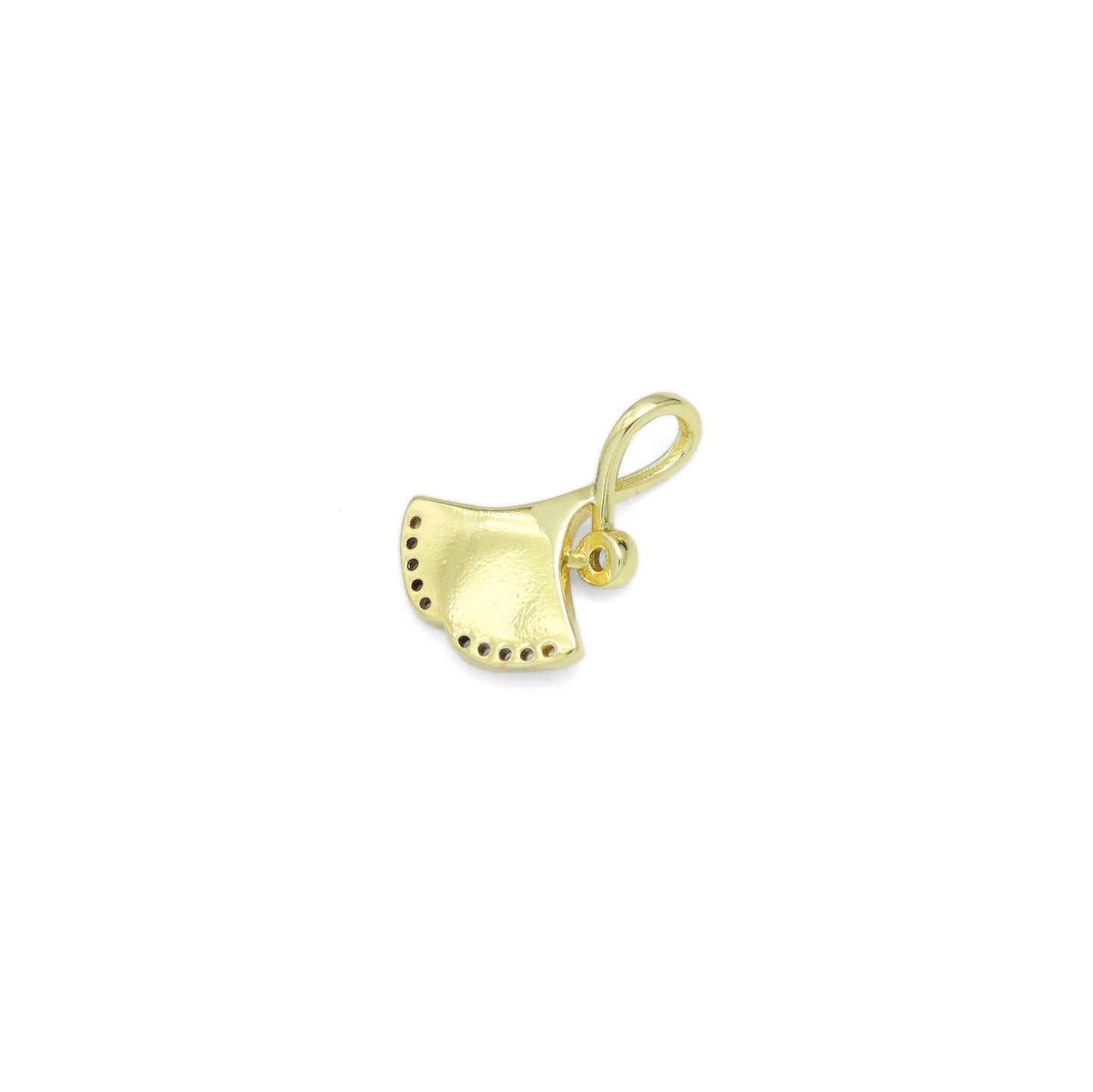 CZ Pave Ginkgo Leaf Shape Mop Charm Pendant, Sku#LK958