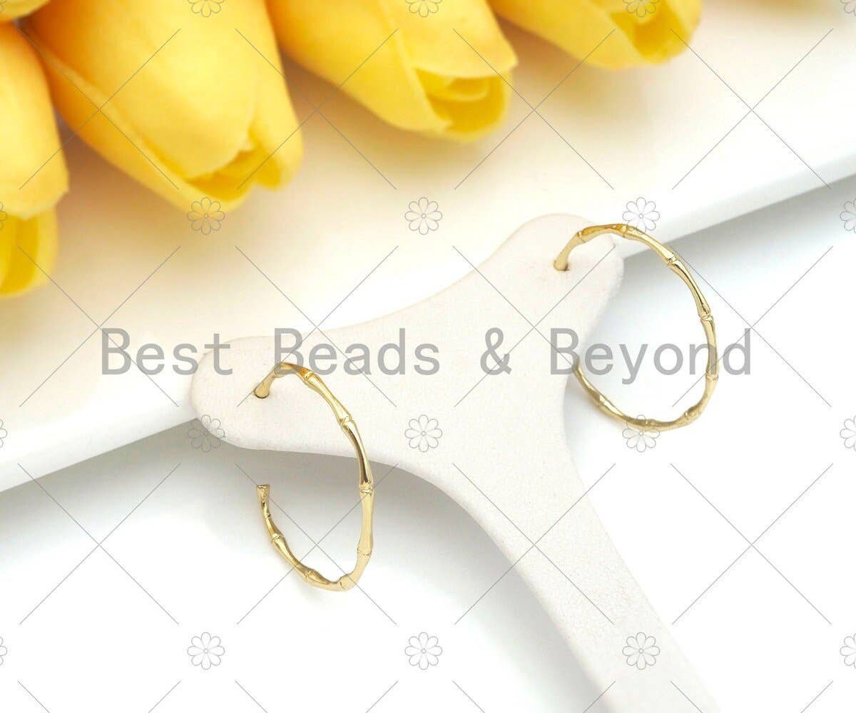 Gold Bamboo Hoop Earrings, Sku#J314