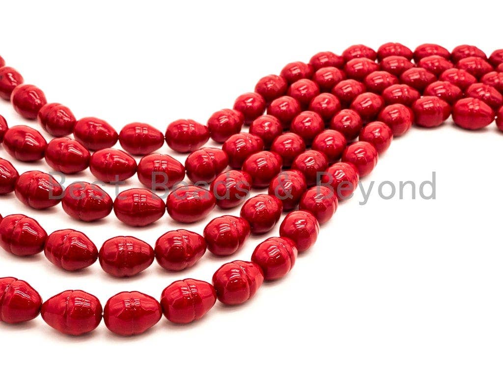 Red Natural Mother of Pearl beads,17x23mm Large Pearl Egg Oval beads, Loose Double Cone Smooth Pearl Shell Beads, 16inch strand, SKU#T88