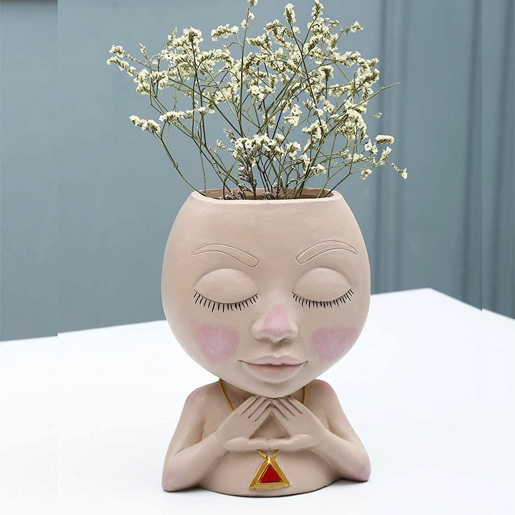 Face Flower Pot Head Vase for Indoor Plant Decoration