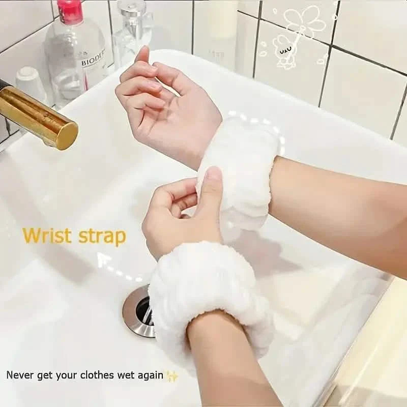 顔洗い用リストバンド 汗拭きブレスレット 吸収スリーブ付き