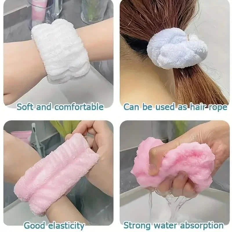 顔洗い用リストバンド 汗拭きブレスレット 吸収スリーブ付き