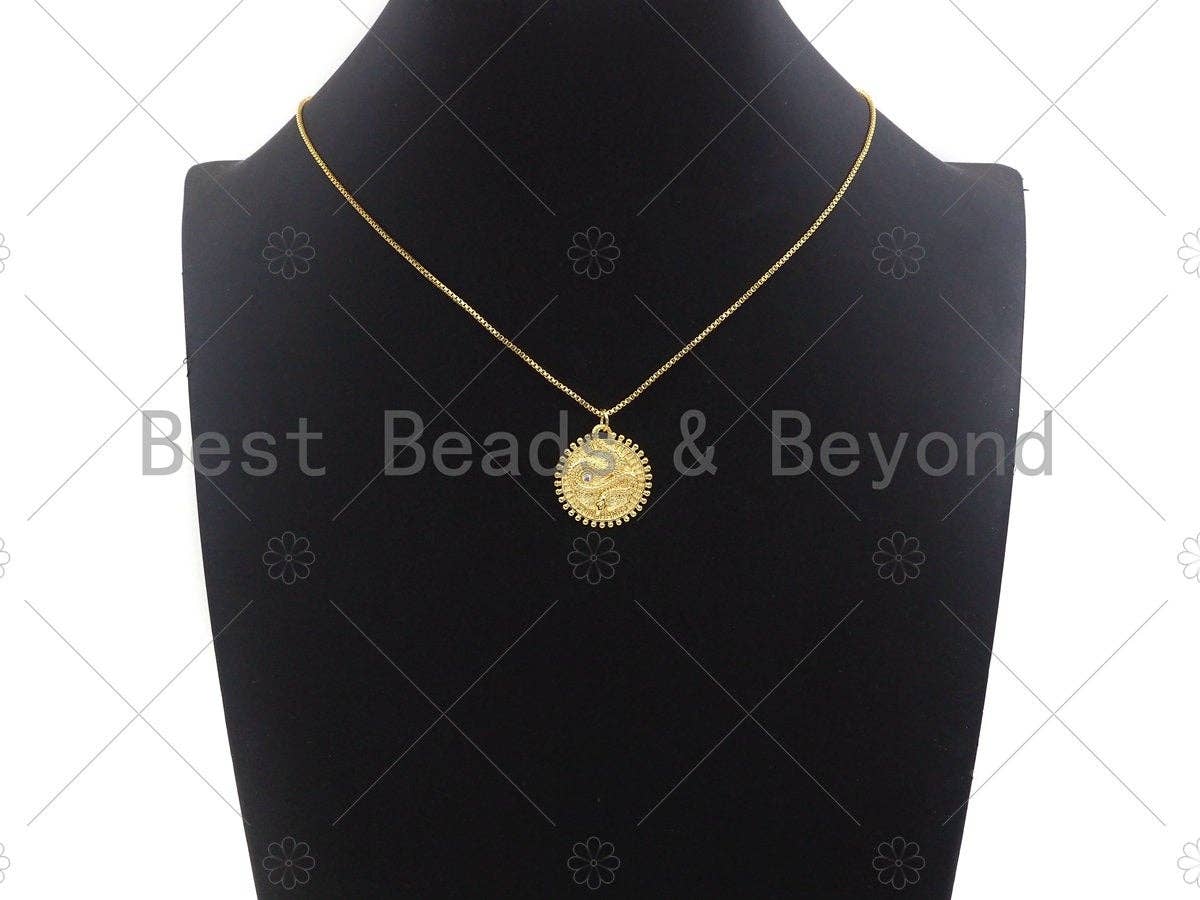 CZ Micro Pave Embossment Snake On Round Coin Charm/Pendant,Emblem Shape Charm, Snake Pave Pendant, Gold plated charm, Sku#LK129