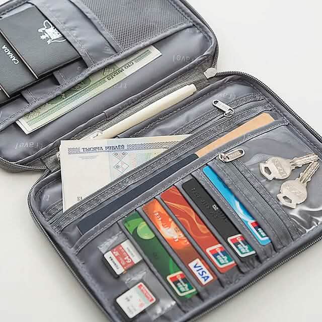 家族旅行用ドキュメントオーガナイザー 大容量パスポートホルダー財布
