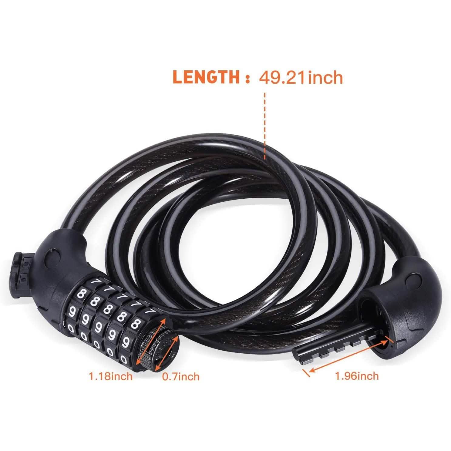 Famistar 4フィート 5桁リセット可能コンビネーション巻き取り式自転車チェーンロック