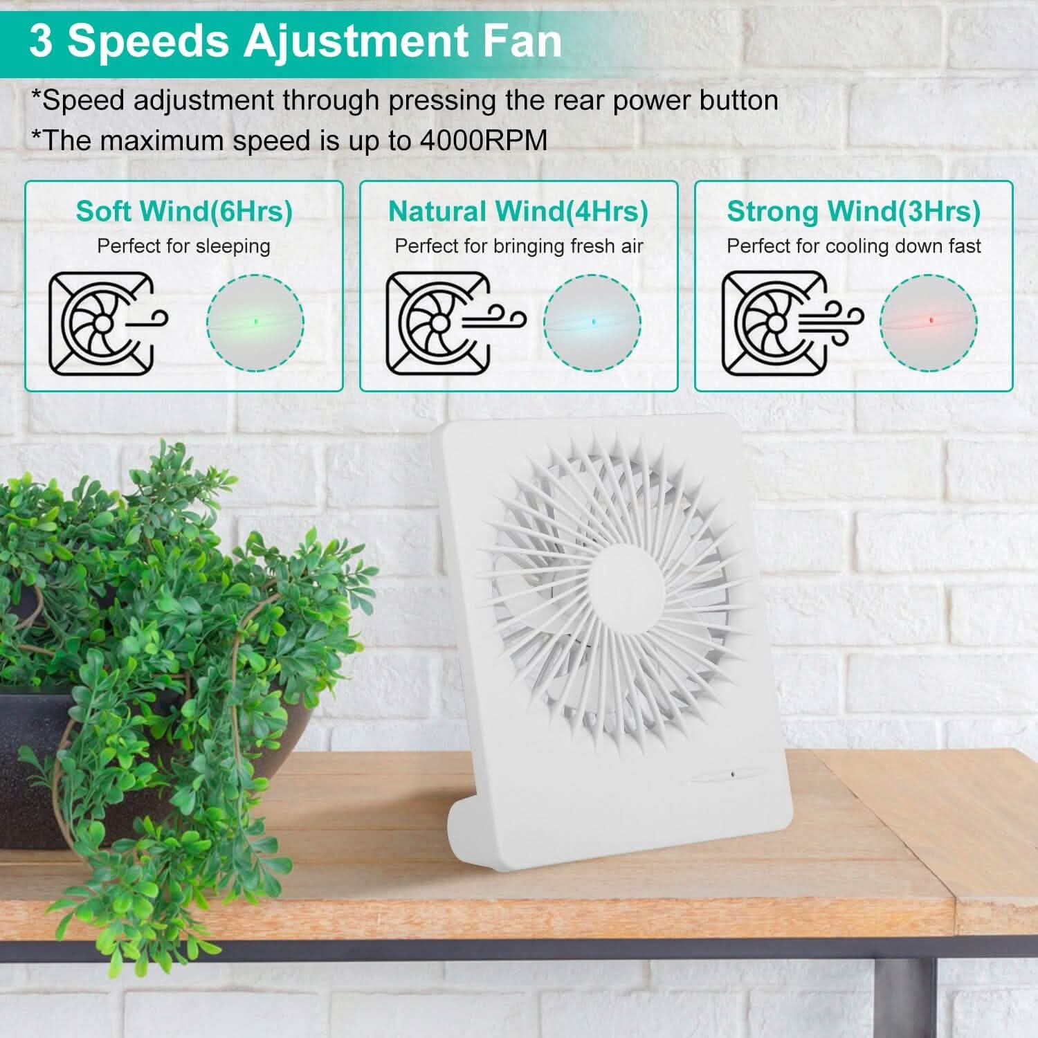 Fan USB Rechargeable Table Portable Desk Cooling Fan