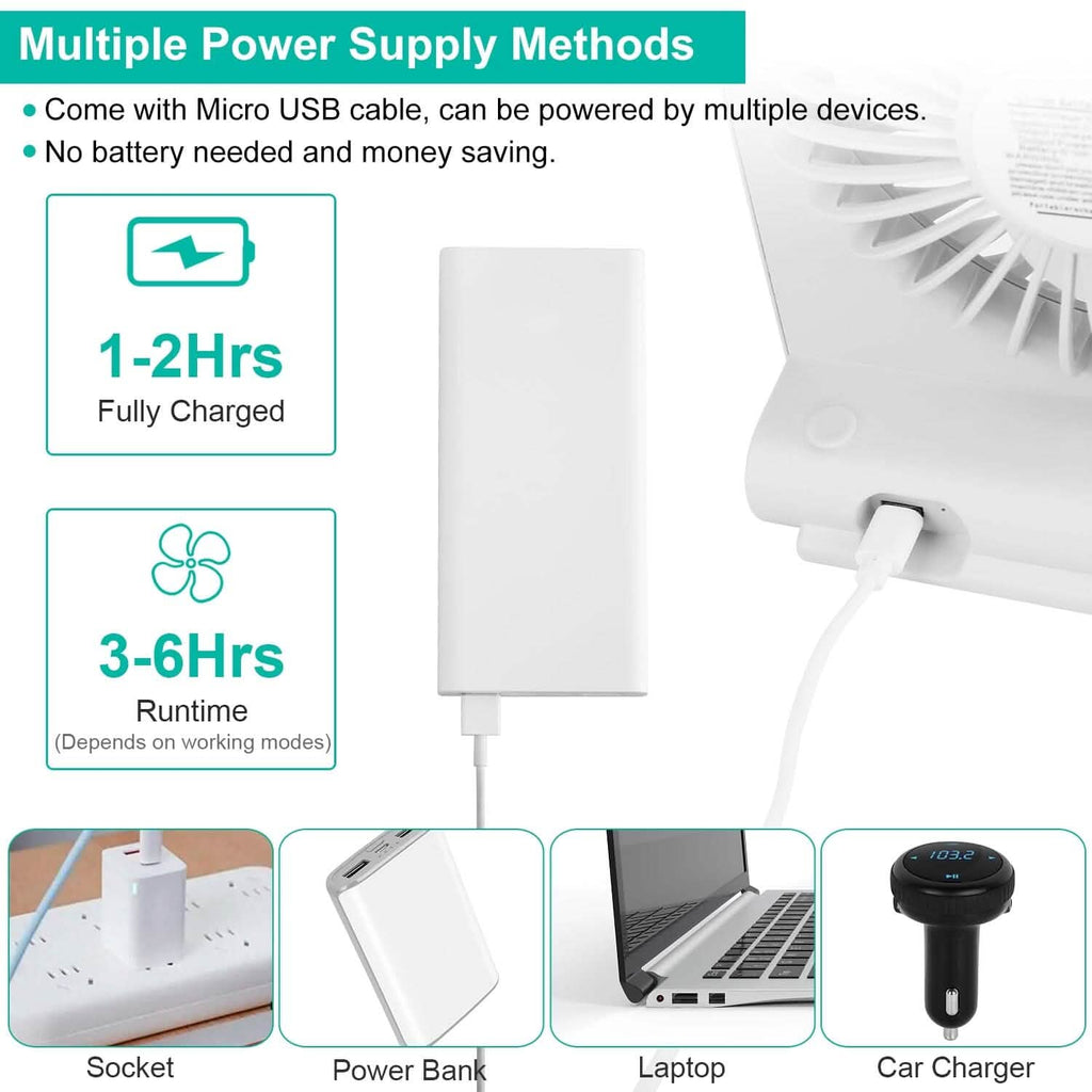 Fan USB Rechargeable Table Portable Desk Cooling Fan