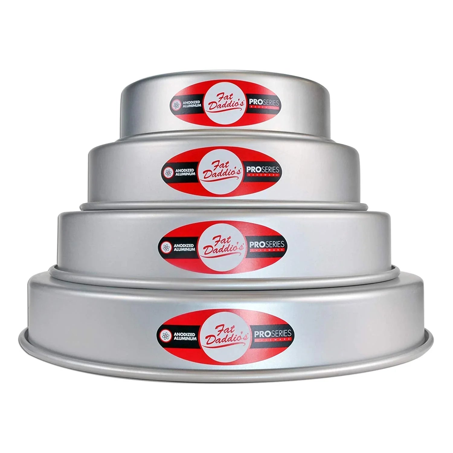 Fat Daddio's Round Aluminum Pans, 16-Gauge Hard Anodized Aluminum, Galvanized Steel 4" high and up to 14" Diameter