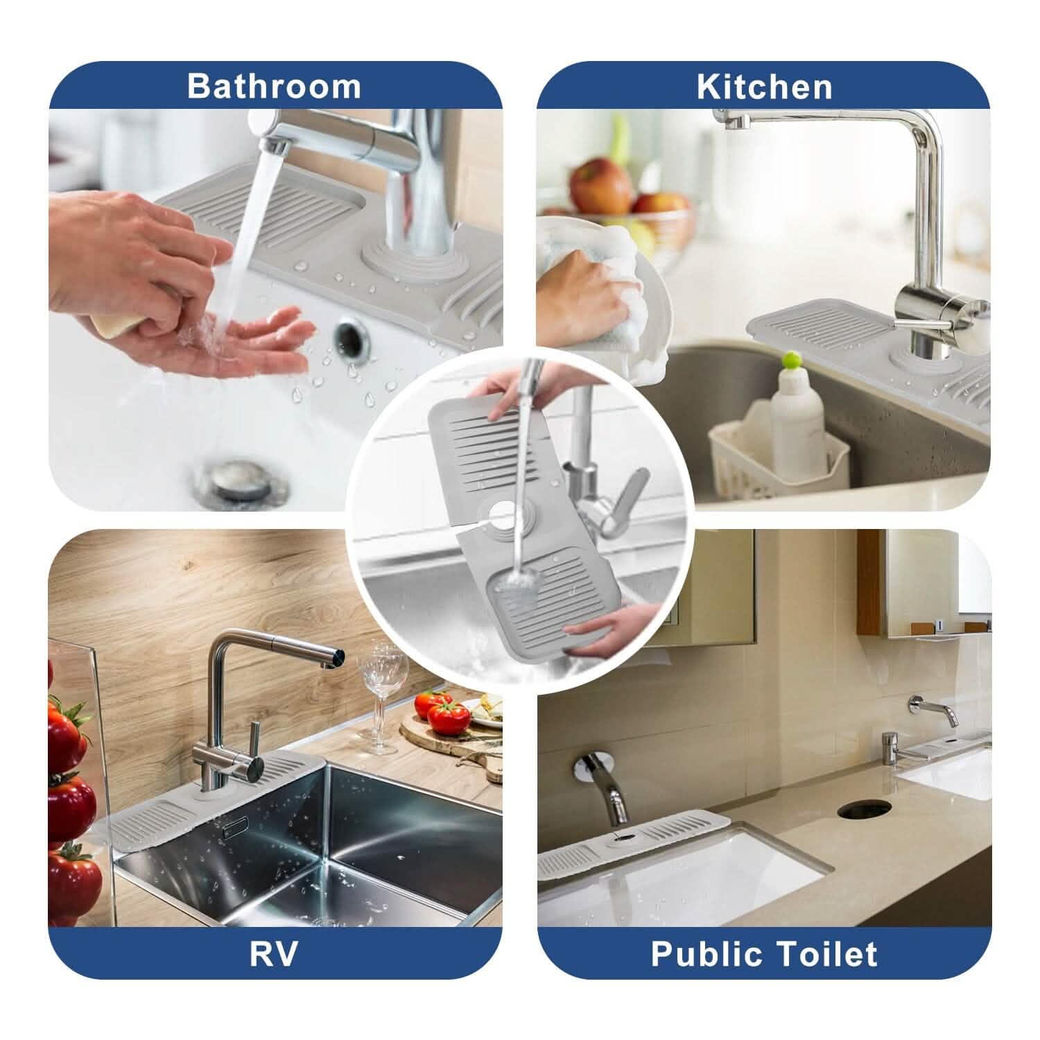 Tapis anti-éclaboussures pour robinet, égouttoir d'évier, support pour éponge et savon