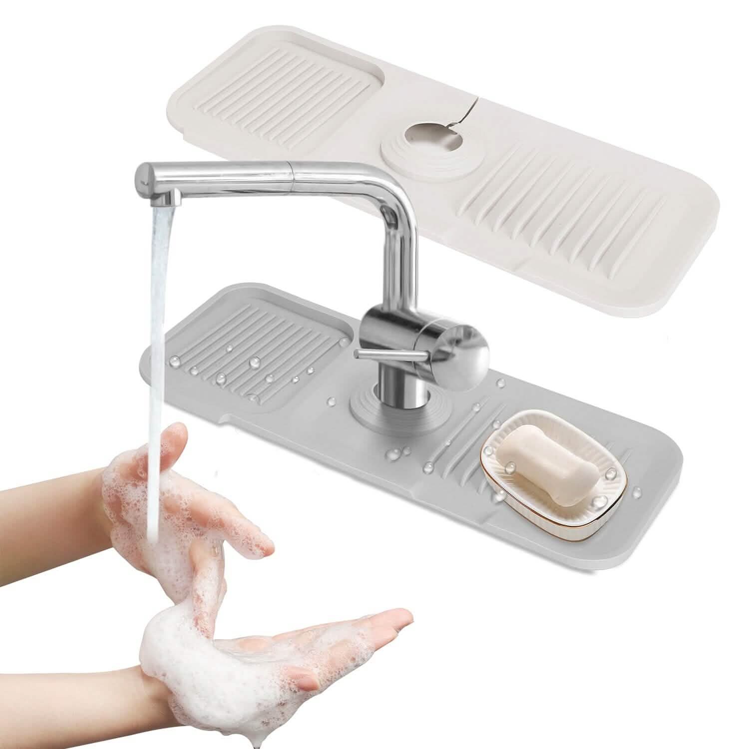 Tapis anti-éclaboussures pour robinet, égouttoir d'évier, support pour éponge et savon
