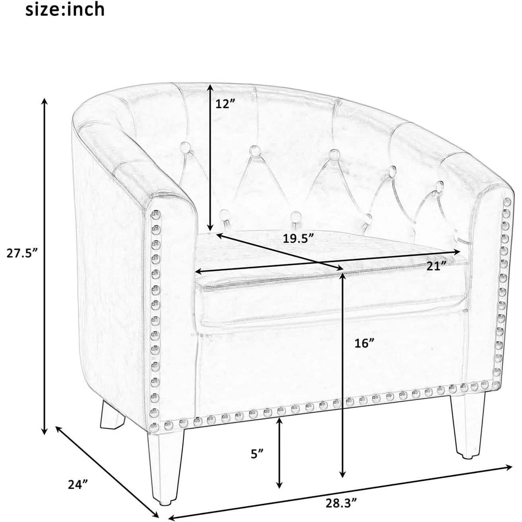 Fauteuil Club en Similicuir Fauteuil Baquet Fauteuil Tub Rembourré