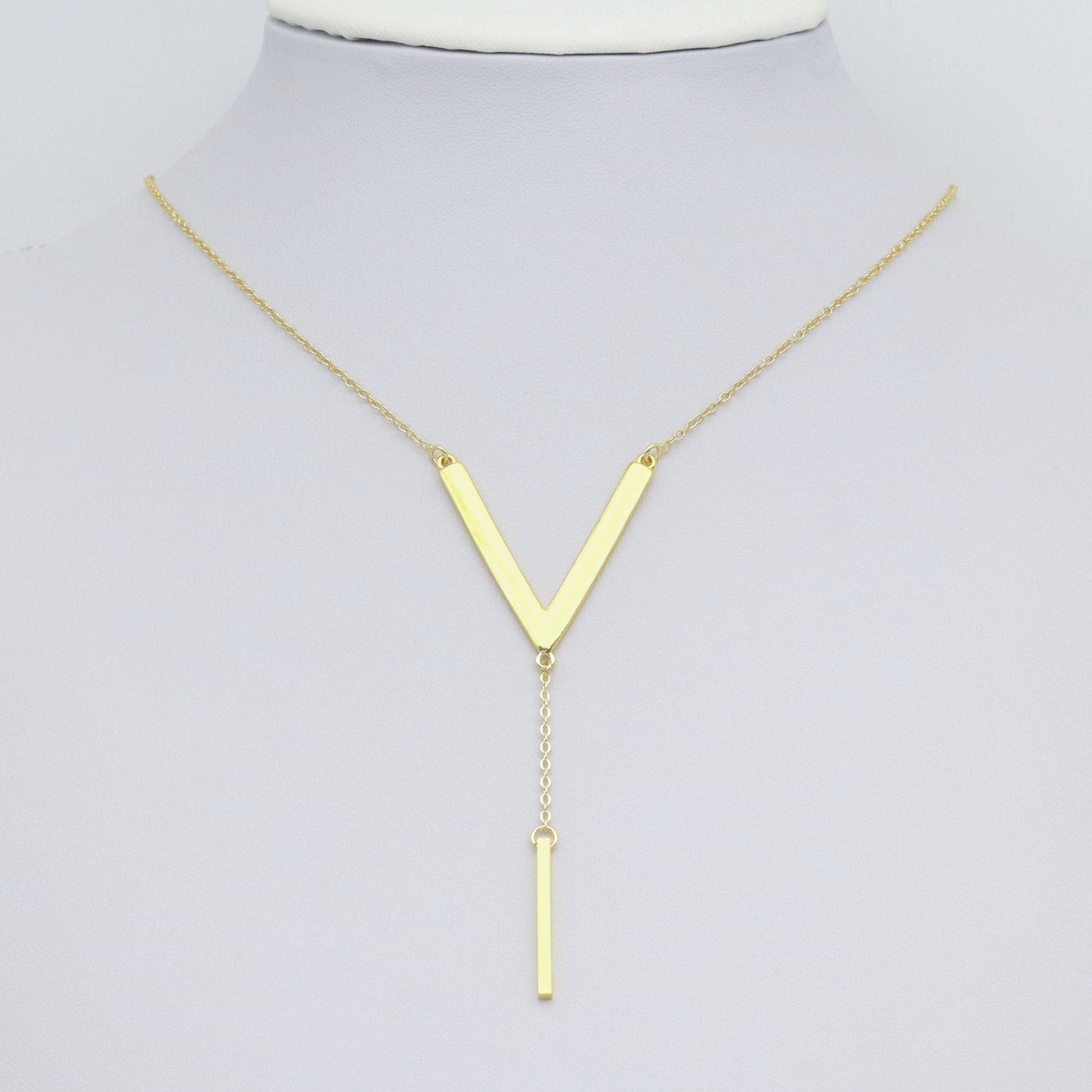 Large Gold V Shape Charm Pendant, Sku#LK1044