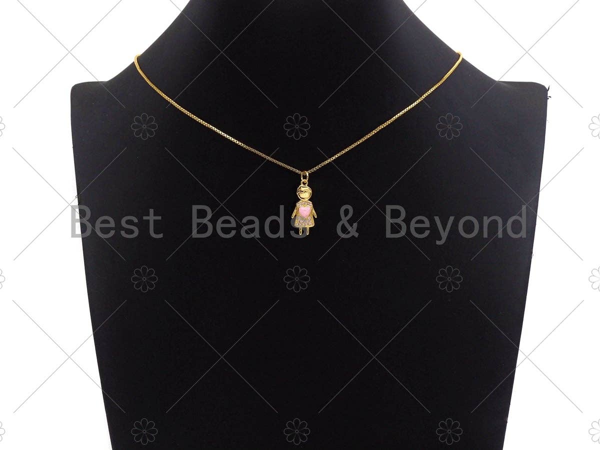 Girl With Pink Heart Pendant/Charm, Abalone Mother-of-pearl, SKU#LK66