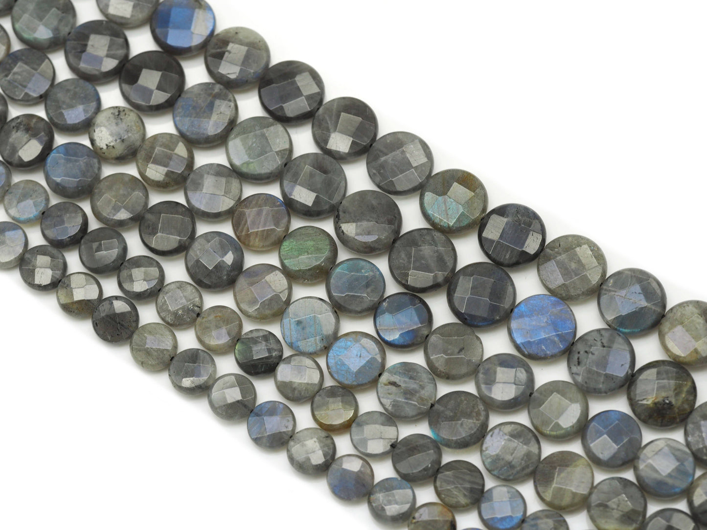 Natural Quality Faceted Coin Labradorite Beads, Sku#HY7