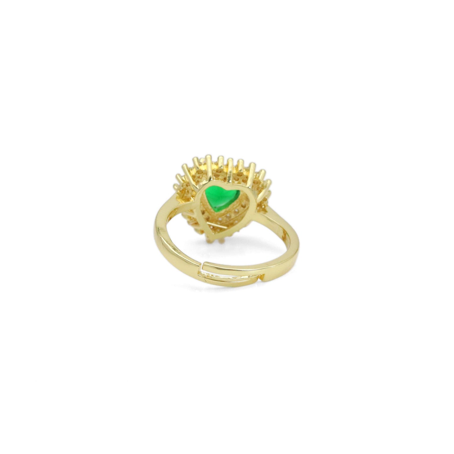 Clear Green Purple Pink Heart CZ Adjustable Ring, Sku#LX495