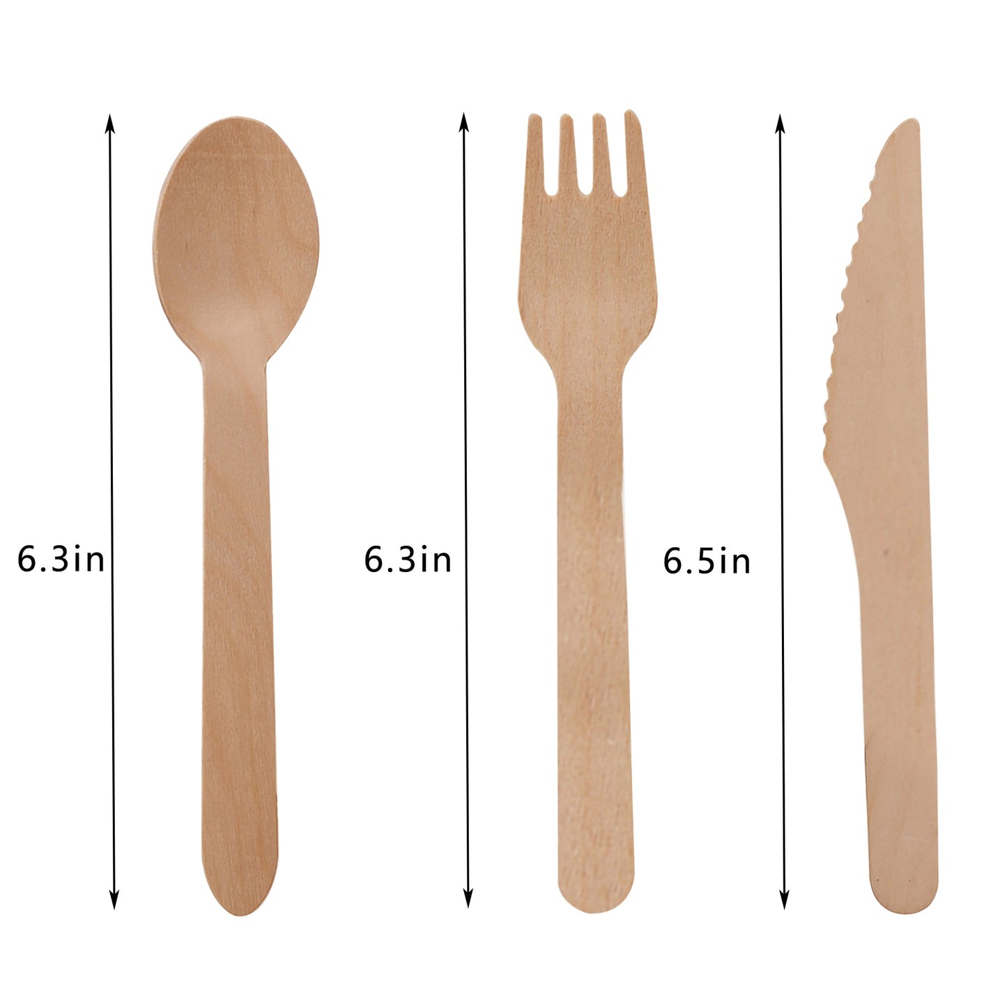 Wooden Compostable Utensils Set - 300 Pieces