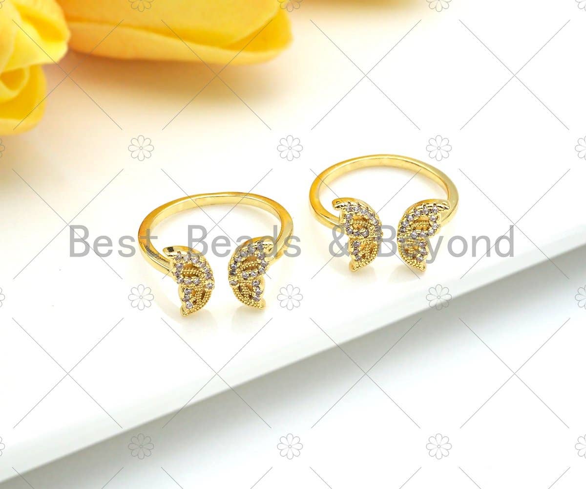 CZ Butterfly Adjustable Ring, Sku#JL23