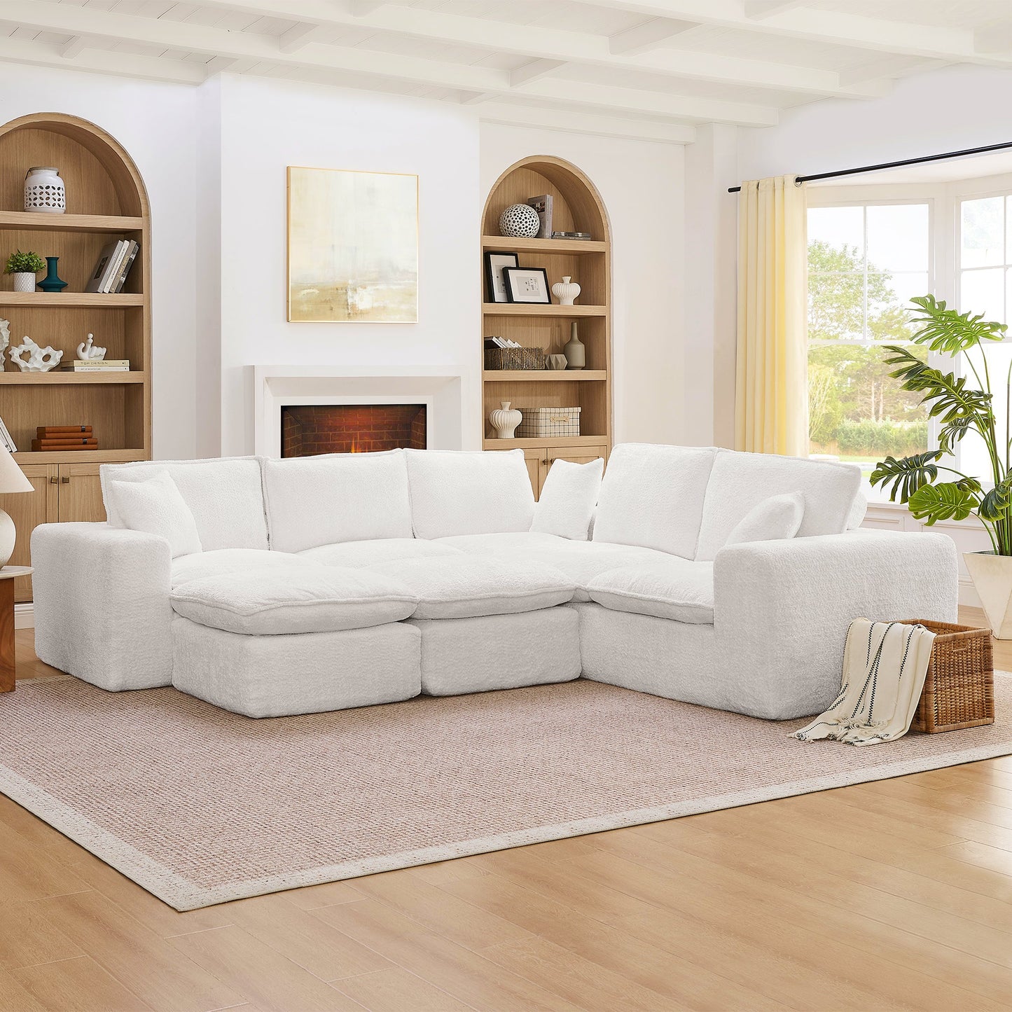 107'' Modern Boucle L-shaped Sectional Sofa