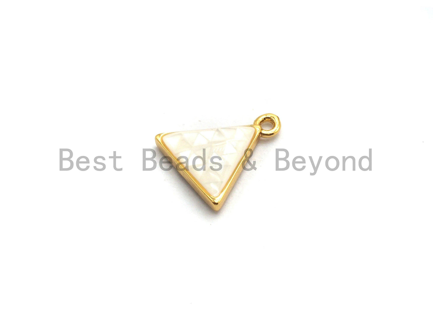 100% Natural White Color Shell Triangle Charm in Gold/Silver, White Shell Pearl Charm/Pendant, Shell Beads, 11x12mm,SKU#Z307