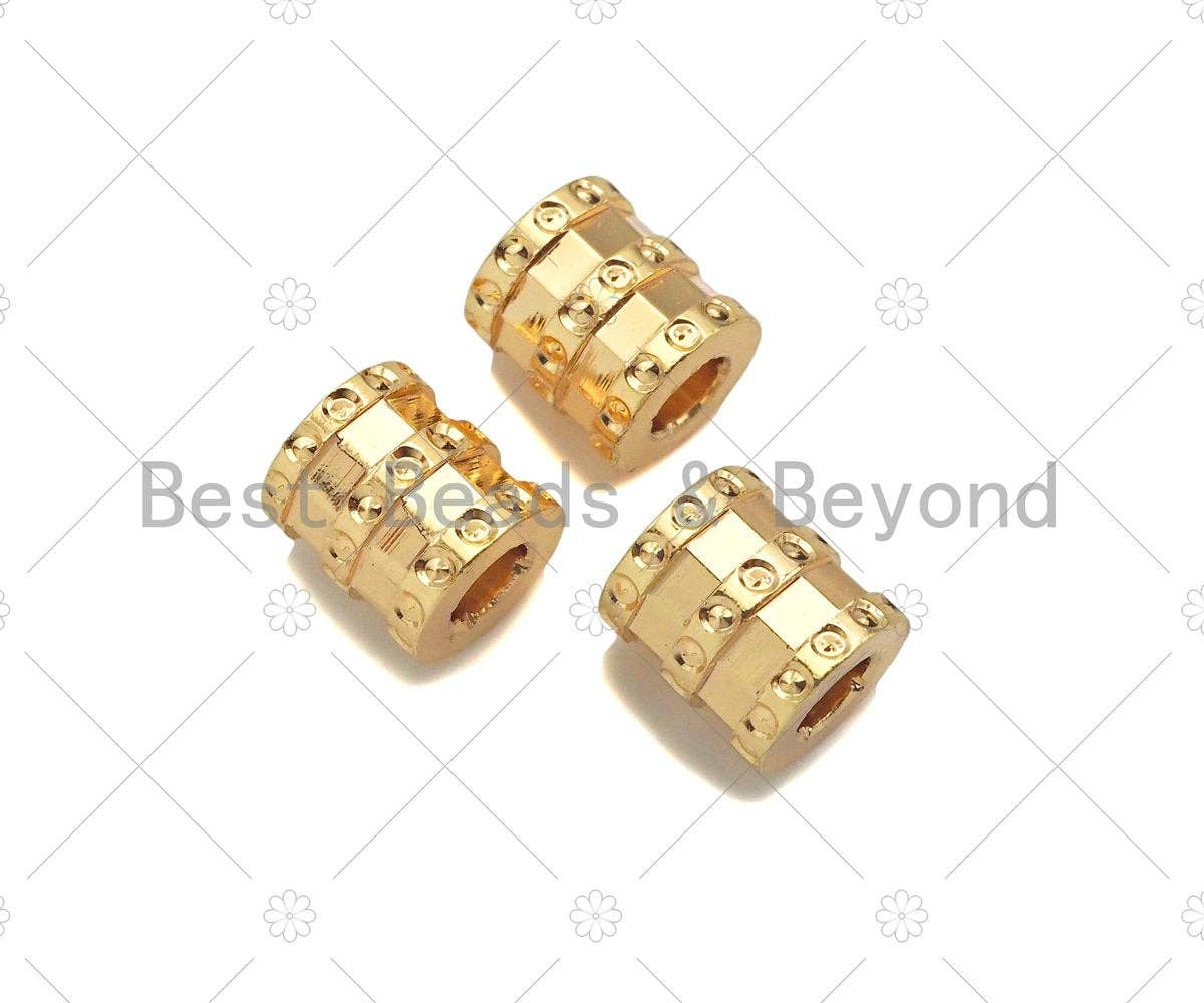14K Gold High Polished Drum Tube Spacer Beads, Cylinder Beads, Men's Jewelry Findings, Bracelet Necklace Spacer Beads,6x7mm, Sku#ZX08